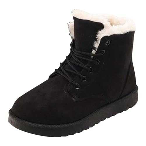 WILLBEST Womens Winter Snow Boots Ladies Fur Lined Warm Outdoor Lace Up Breathable Non-Slip Booties Shoes Trekking Boots