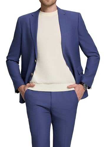 Fesenbo Mens Knit Suit Set 2 Pieces Slim Fit 2 Button Suit Blazer Pants Lightweight Casual Tuxedo Men for Wedding Prom