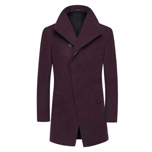 YOUTHUP Men's Red Winter Trench Coat, Red(Design 1), XXL