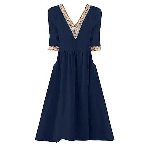 AMDOLE Dressing Gowns for Women UK Half Sleeve V Neck Dress Maxi Dress