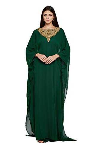 ANIIQ Women Dubai Farasha Kaftan Long Sleeves Evening, Party, Wedding Dress with Free Scarf