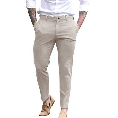Ghemdilmn Men's Suit Trousers Chino Trousers Men's Business Trousers Fashionable Simple Chino Trousers Slim Fit Stretch Trousers Men's Cotton Sports Trousers Casual Casual Trousers with Loose Fit,