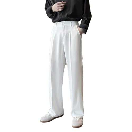 Summer Men Thin Casual Suit Pants Long Straight Drape Silky Wide Loose Trousers Elastic Waist Oversize Clothes