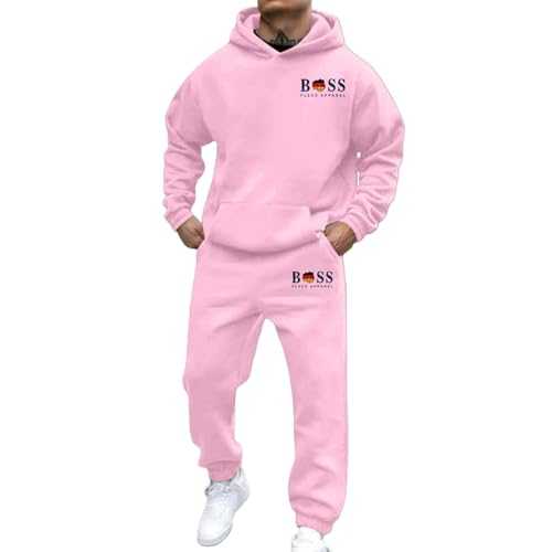 Jogging Suit Mens Tracksuit Set Fleece Ribbed Cuff Sweatshirts Cotton Blend Joggers 2 Piece Athletic Sweat Suits Long Sleeve Running Loungewear Sets Sweatpants and Hoodie Sweatsuit Christmas