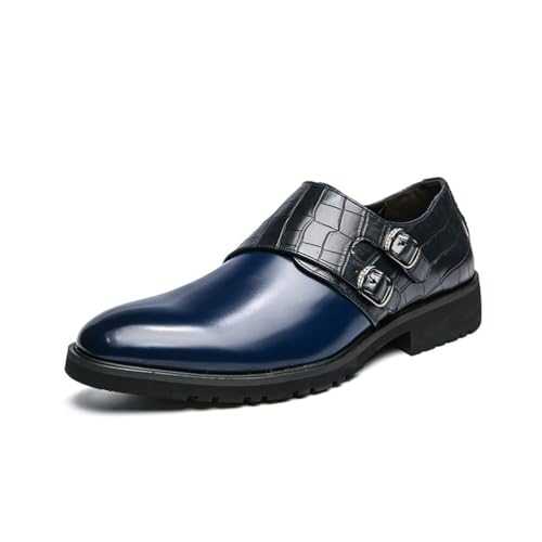 Mens Double Monk Strap Slip on Loafers Leather Formal Business Classic Cap Toe Wedding Dress Shoes