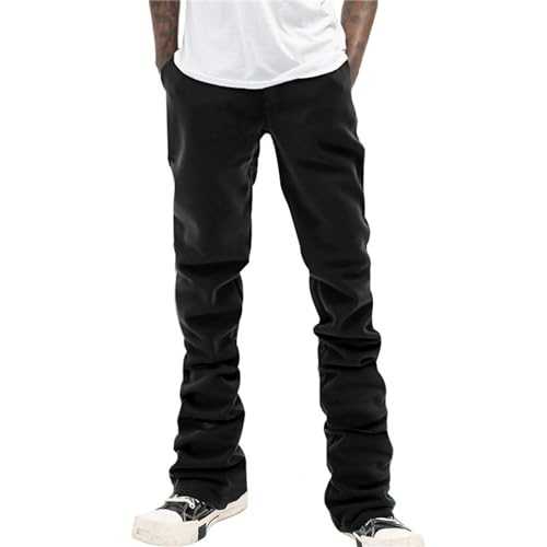 Black Combat Trousers Mens Mens Cotton Linen Trousers Casual Elastic Waist Pants Loose Fit Solid Color with Belt Buckle and Placket Mens Tracksuit Bottoms Open Hem Mens Fleece Performance