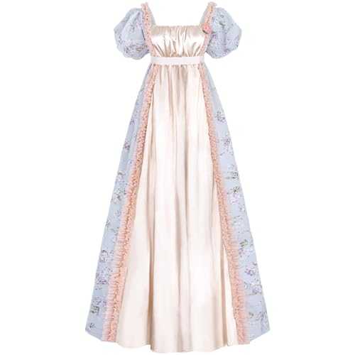 CR ROLECOS Regency Dress Women Empire Waist Regency Costume Victorian Luxurious Satin Dresses