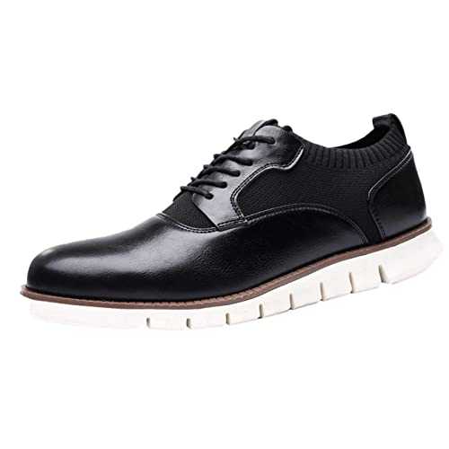 Mens Loafers Shoes Mens Derbys Dress Shoes Classic Business Patent Leather Shoes with Handsome Printed Low-Heel Lace-Up Non-Slip Shoes Pointed Toe Leather Oxfords Shoes for Men