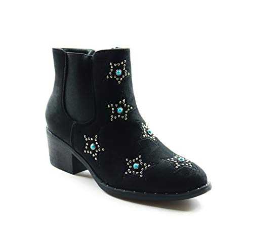 Ladies Womens Chelsea Ankle Boots Stud Boots Low MID Block Heel Shoes Size