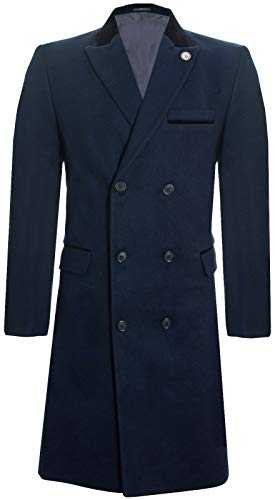 TruClothing Mens 3/4 Long Double Breasted Warm Winter Business Crombie Overcoat Wool Coat