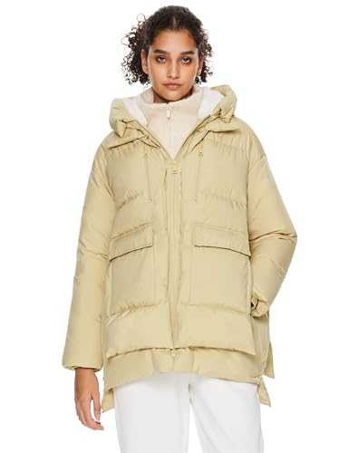 Orolay Women's Hooded Down Jacket Winter Puffer Jacket Water-Resistant Zippered Down Coat with Hem Slit