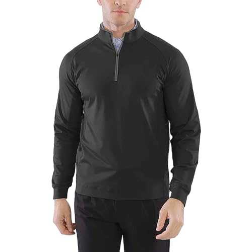 Men's Active Sports Shirts - 1/4 Zip Long Sleeve Running T-Shirts - Quick Drying Pullover Tops - Outdoor Polo Shirts - Lightweight Performance Standing Collar Fishing Hiking Top