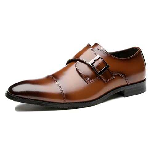 LMUIPMAA Men's Single Strap Slip on Loafers Leather Oxford Shoes Modern Formal Business Dress Shoes
