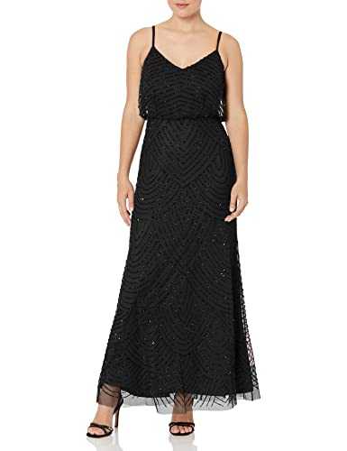 Adrianna Papell Women's Long Beaded Blouson Gown Dress