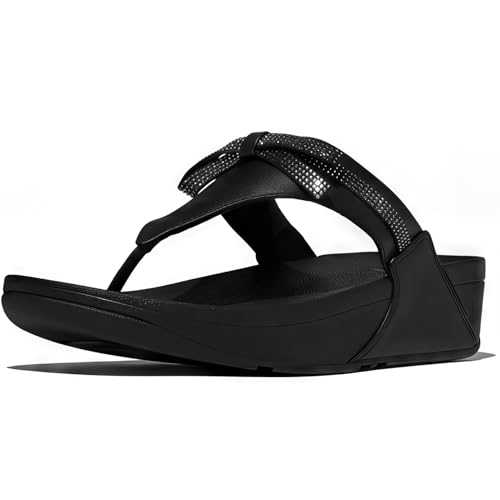 Women's Lulu Glitz-Bow Leather Toe-Post Sandals