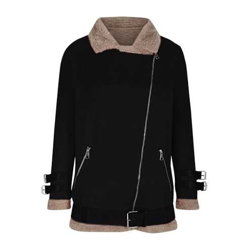 Mrat Women Teddy Fleece Jackets Sale Clearance Warm Casual Long Sleeves Velvet Coats Turn Down Collar Pockets Overcoat Ladies Fluffy Loose Solid Tops Fuzzy Sweatshirt Sherpa Outwear Plus Size S-5XL