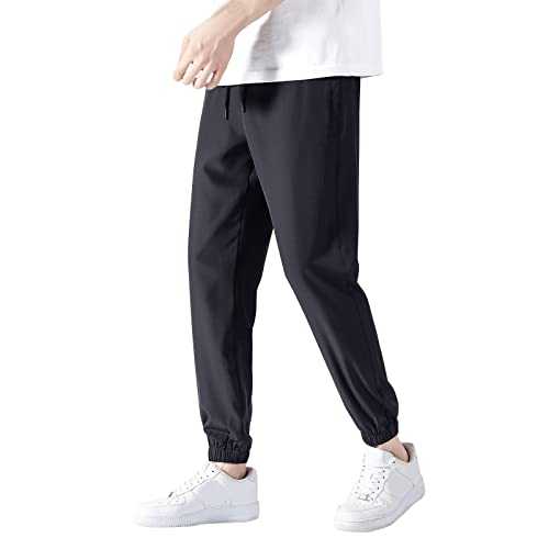 Beokeuioe Jogging Bottoms Men's Tracksuit Bottoms for Men Sports Trousers Gym Casual Lightweight Jogger Summer Running Trousers Elastic Sport Durability Comfort Casual Ice Silk Trousers