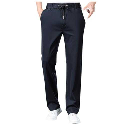 Chino Trousers Men's Trousers Slim Fit Casual Trousers Lightweight Summer Trousers Leisure Men's Trousers with Elastic Band Summer Thin Pants Comfortable Suit Trousers Trekking Trousers Large Sizes
