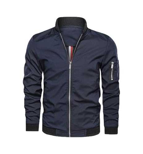Shuanghao Men's Spring-Autumn Thin Jackets Casual Outdoor Retro Classic Baseball Zipper Light Thin Lapel Softshell Coat Windproof Flight Bomber Lightweight Jackets Hiking Jacket For Men