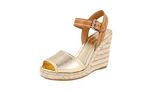 Prada Women's 1XZ446 Metallic Leather Sandals UK 7 / EU 40