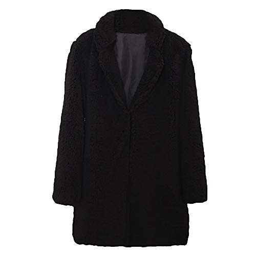 Womens Coat Parka Blouse Notch Collar Pure Colour Office Ladies Winter Warm-up Faux Wool Fur Duffle Outwear