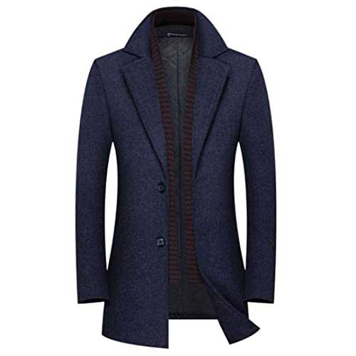 Wool Coat Men Fashion Scarf Thick Woolen Jacket Casual Men Winter Overcoat Long Trench