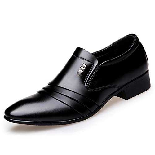 ETZRYSYB Mens leather shoes Shoes PU Leather Men Business Dress Loafers Pointy Shoes Oxford Breathable Formal Wedding Shoes(10.5)