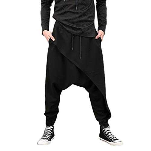 Harem Pants Mens | Solid Yoga Pants Lightweight Jogging Bottoms Loose Fit Tracksuit Bottoms | Wide Leg Trousers Smart Stretch Elastic Waist Drawstring Pants | Baggy Track Pants Outdoor Walking Pant