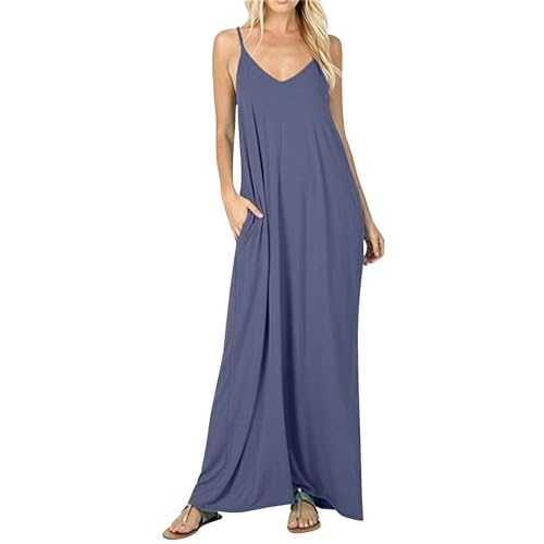 HOOUDO Summer Dresses for Women UK Cotton Boho Beach Dresses V Neck Print Casual Sundresses Sexy Stretch Midi Dresses Lagenlook A-Line Dresses Oversized