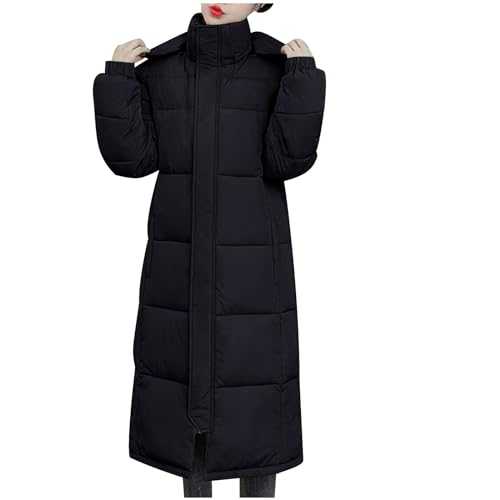 Long Puffer Jackets for Women Down Quilted Coats Winter Warm Hooded Topcoats Long Sleeve Overcoats Longline Cardigan Jacket Outdoor Thicken Padded Coat for Cold Weather Sale Clearance