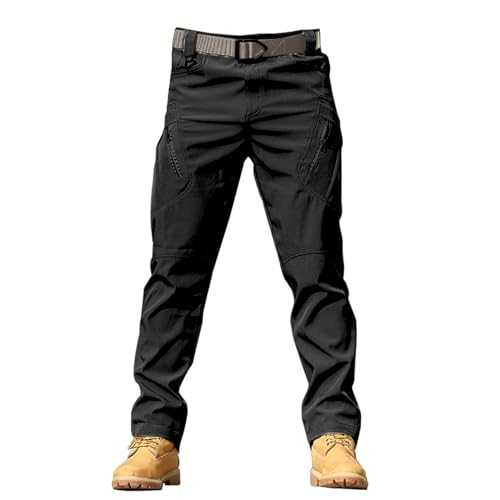 Cargo Work Trousers for Mens - Grey Flat-Front Pants Regular Fit Casual Multi Pockets Business Office Trousers Formal Suit Trousers Durable Work wear Sizes 28 to 40 with Button & Zip Fly S-XXXXL
