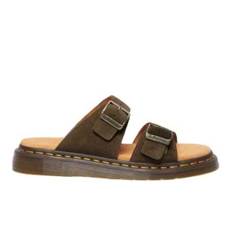 Dr. Martens Suede Sandals with Two Straps, Dark Brown, Rugged Sole