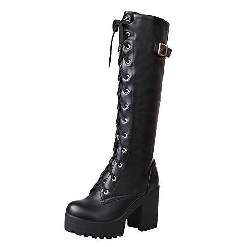 Generisch Over-the-knee boots, women's boots, waterproof women's lace-up boots, high-heeled platform shoes, women's boots with thick heels, ankle boots, women's with heel, sexy, casual