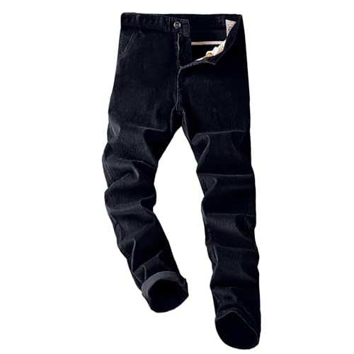Foweknow Corduroy Trousers Men's Regular Vintage Casual Trousers Plain Stretch Sports Trousers Straight Leg Loose Fit Chino Trousers Classic Fashionable Suit Trousers Outdoor Work Trousers