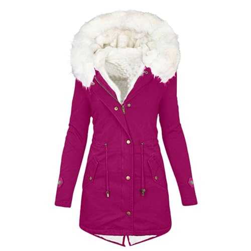 Winter Jackets for Women UK Sale Womens Winter Coats Thick Fleece Lined Warm Hooded Parka Jackets Zip Up Long Sleeve Outerwear Plus Size Cardigan Coats Overcoats with Pocket