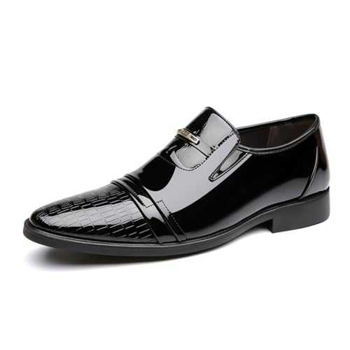 EsaSam Men Shiny Patent Leather Business Shoe Fashion Formal Pointed Toe Lace Up Oxford Dress Tuxedo Wedding Loafers