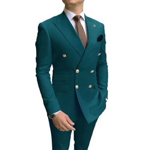 ZouoYYii Men's Casual Suit – Double-Breasted Button Groom Set Wedding Tuxedo Set for Party