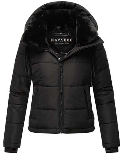 Navahoo Women's Winter Jacket Quilted Jacket Warm with Removable Hood and Faux Fur Collar with Love XIV XS-XXL
