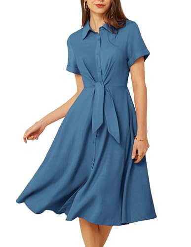 GRACE KARIN Women A-Line Dress Summer Short Sleeve Casual Midi Dress