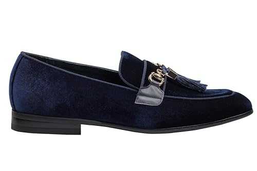 Xposed Mens Velvet Loafers Metal Snaffle Buckle Rope Tassel Slip on Evening Slippers