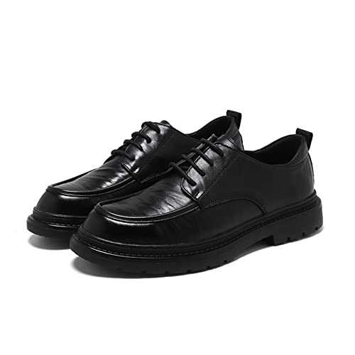 CARZE Youth Pointed Toe British Style Thick Bottom Flat Heel Big Toe Casual Leather Shoes Dress Shoes Men