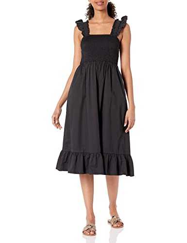 The Drop Women's Kimi Ruffled Shoulder Smocked Midi Dress