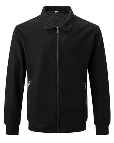 MakingDa Mens Jacket Smart Casual Spring Summer lightweight Lapel Waffle Bomber Jackets Windbreaker Coat with Zip Pockets