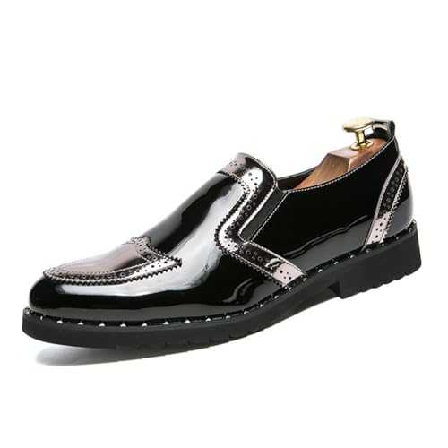 Men's Dress Shoes Leather Classic Brogue Slip-On Formal Wedding Party Shoes for Men