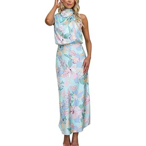 jieGorge Strawberry Dress Women's Sleeveless Lace Printed Satin Dress with Thin Temperament Petite Sexy Dress UK Size
