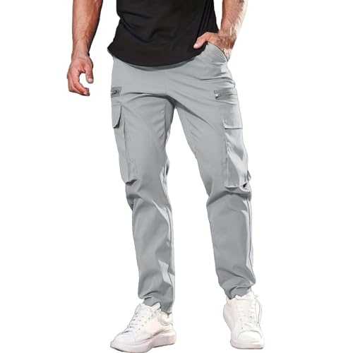 Cargo Trousers for Men UK - Joggers for Mens - Lightweight Tracksuit Bottoms Activewear Trousers Sweatpants Traning Track Pants Breathable Jogging Bottoms Casual Business Pant with Multi Pockets XXXL