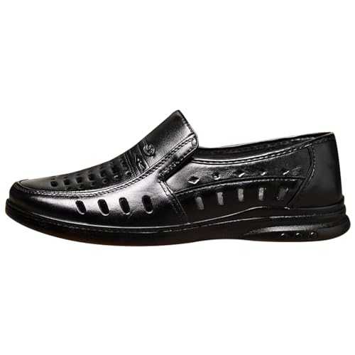 Mens Leather Loafers Comfy Slip on Business Dress Shoes Comfort Fashion Walking Flat Breathable Driving Shoes Moccasins Formal Shoes Oxfords Casual Leather Shoes UK Size