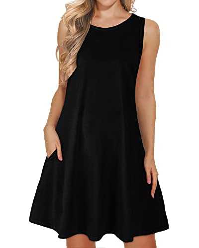 WNEEDU Summer Dresses for Women Loose Swing Tank Dress with Pockets