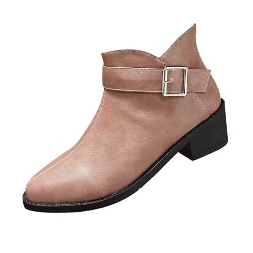 Chunky Shoes Women And Winter New Foreign Trade Large Size Belt Buckle Back Zipper Fashion Comfortable Short Boots ?aterproof Ankle Boots