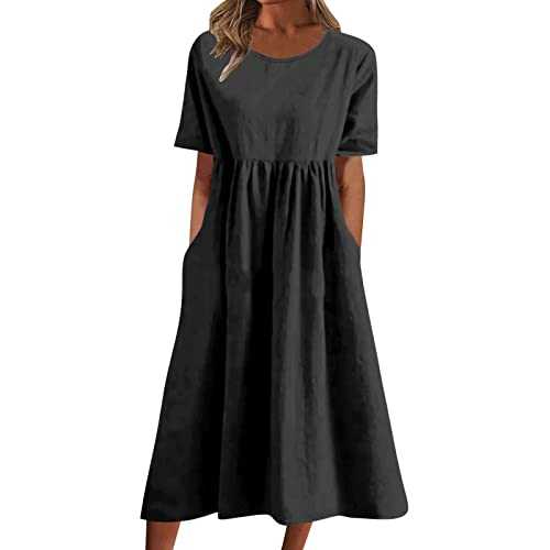 Boho Dresses for Women Swing Party Prom Dress Casual Round Neck Floral Printed Casual Short Sleeve Casual Elastic Elegant Slim Fitting Wrap Dress